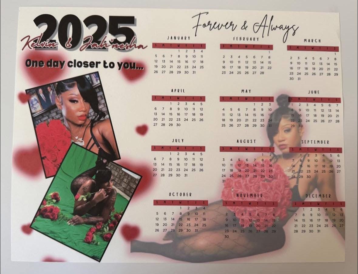 Custom calendar Yearly ( You design)